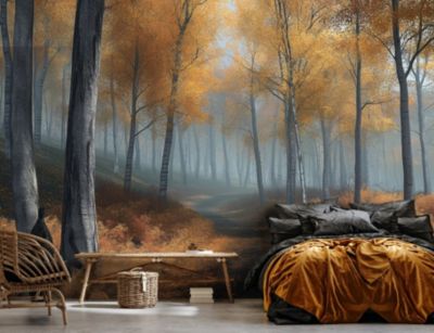 Papier Peint Panoramique Intissé 3D Forêt Nature 250x175 cm - Colle Inclus - Moderne XXL Papier Peint por Chambre Salon