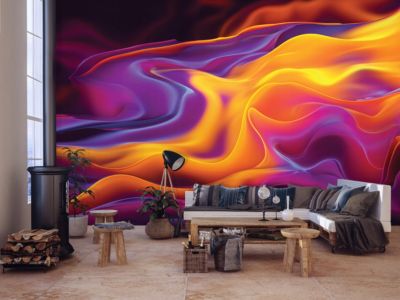 Papier Peint Panoramique Intissé Abstrait 3D Orange - 250x175 cm - Papier Peint Chambre et salon