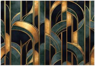 Papier Peint Panoramique Intissé Art Déco Abstrait Vert - 250x175 cm ...