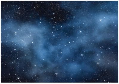 Papier Peint Panoramique Intissé Cosmos Étoiles Bleu - 350x250 cm - Papier Peint Enfant