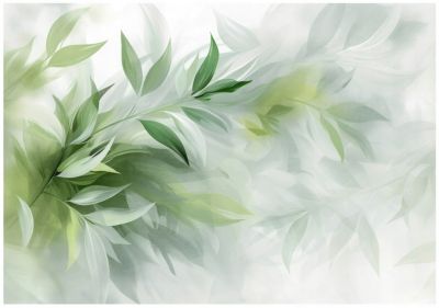 Papier Peint Panoramique Intissé Feuilles Abstrait Vert - 368x254 cm - Papier Peint Chambre et salon
