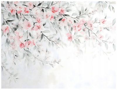 Papier Peint Panoramique Intissé Feuilles Fleurs 400x280 cm - Colle Inclus - Chambre et Salon - Moderne Papier Peint