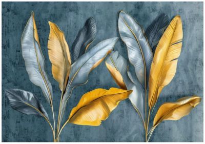 Papier Peint Panoramique Intissé Feuilles Nature 350x250 cm - Colle Inclus - Moderne XXL Papier Peint por Chambre Salon