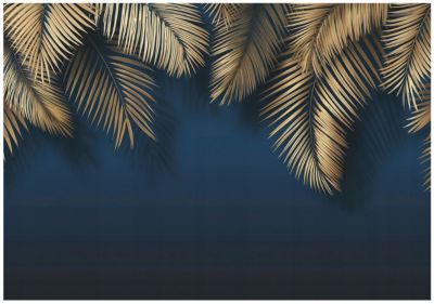 Papier Peint Panoramique Intissé Feuilles Suspendu Bleu - 350x250 cm ...