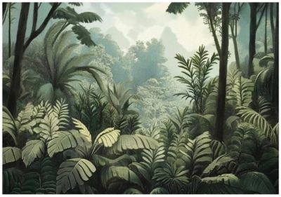Papier Peint Panoramique Intissé Nature Foret Jungle 400x280 cm - Colle Inclus - Moderne XXL Papier Peint por Chambre Salon