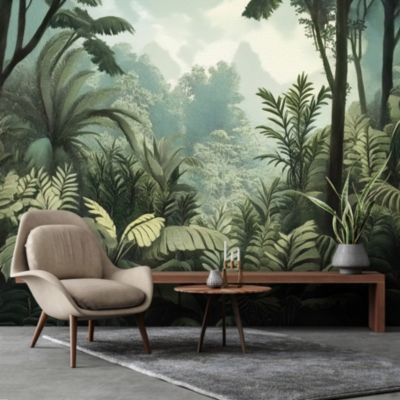 Papier Peint Panoramique Intissé Nature Foret Jungle 400x280 cm - Colle ...