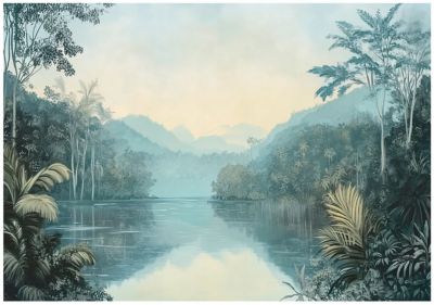 Papier Peint Panoramique Intissé Nature Vert Foret 300x210 cm - Colle Inclus - Moderne XXL Papier Peint por Chambre Salon