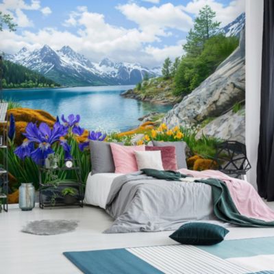 Papier Peint Panoramique Intissé Paysage Nature Montagnes 250x175 cm - Colle Inclus - Moderne Papier Peint Intissé Chambre Salon