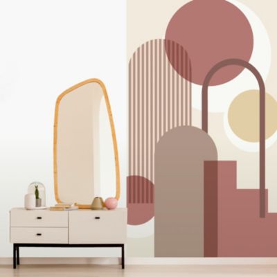 Papier peint panoramique intissé Arty Lutece mat et satiné néo abstract, arrondi, arches beige, rouge l.84 x l.53 cm