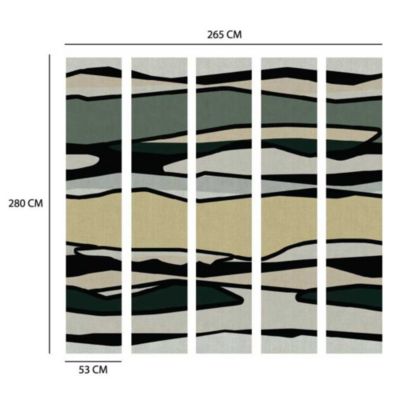 Papier peint panoramique intissé Dolce vita horizon vert, 5 lés, L.280 x 53cm Lutèce