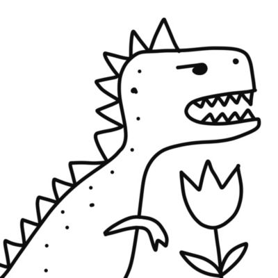 Papier peint panoramique intissé enfant à colorier dinosaures noir et blanc, 8 lés, L.280 x l.400cm IDPanneaux