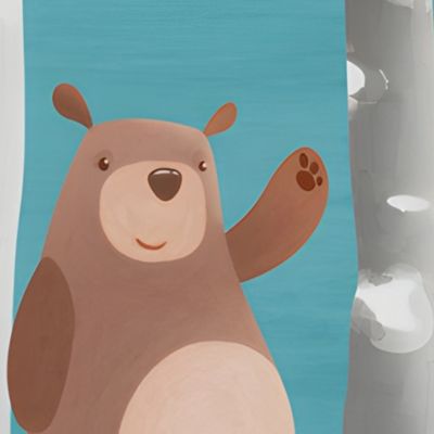 Papier peint panoramique intissé enfant animaux dans la fôret bleu, blanc, 8lés, L280 x l.400cm IDPanneaux