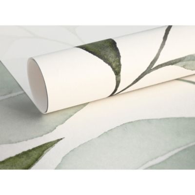 Papier peint panoramique intissé feuillage aquarelle, vert pastel, 4 lés, L.280 x l.200cm IDPanneaux