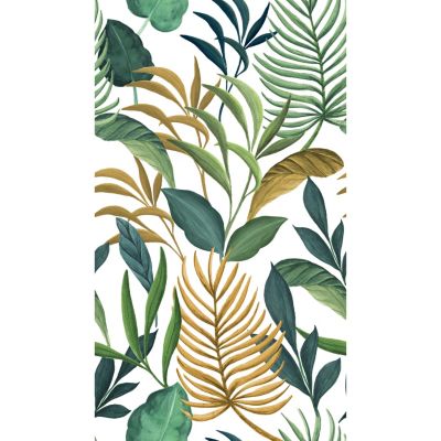 Papier peint panoramique intissé feuillage tropical jaune, vert, 3 lés, L.280 x l.159 cm Grandeco Lariano