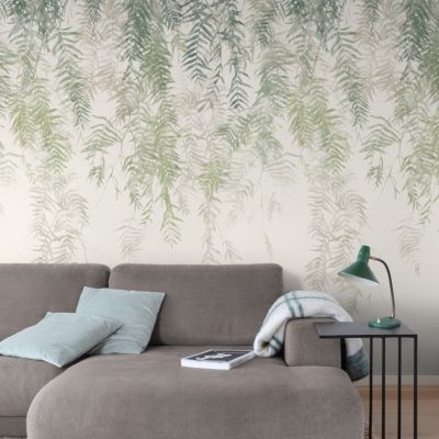 Papier peint panoramique intissé feuillage vert, 3 lés, L.280 x l.159 cm Grandeco Wisteria