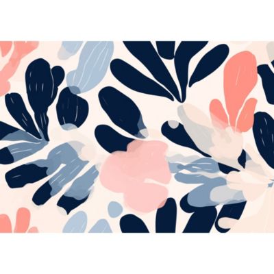 Papier peint panoramique intissé fleuri, fleurs abstraites, bleu, rose, 8 lés, L.280 x l.400cm IDPanneaux