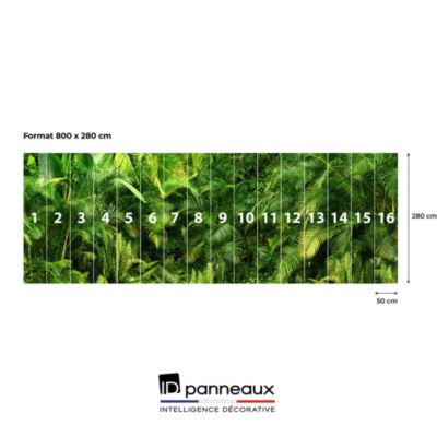Papier peint panoramique intissé forêt fougère tropicale vert foncé, 16 lés, L.280 x l.800cm IDPanneaux