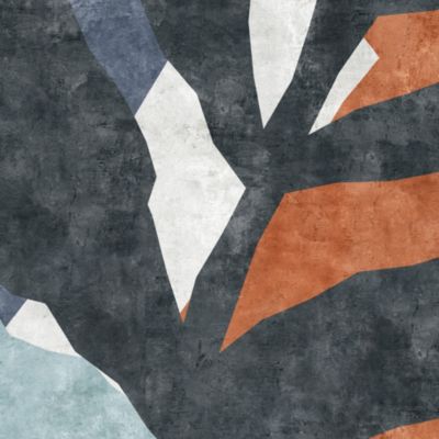 Papier peint panoramique intissé géométrique gris, bleu, orange, 4lés, L.280 x l.200cm IDPanneaux