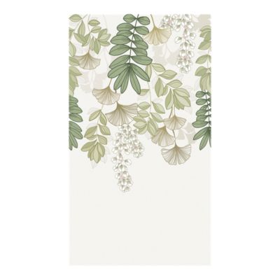 Papier peint panoramique intissé GoodHome Aureolin feuillage et fleurs vert L.280 x l.159 cm