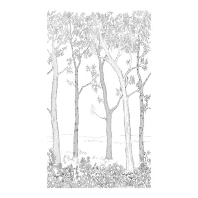 Papier peint panoramique intissé GoodHome Logwood forêt gris L.280 x l.159 cm