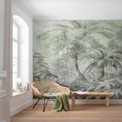 Papier peint panoramique Intissé GoodHome Tanan vert pâle 184 x 248 cm