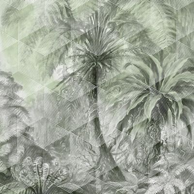 Papier peint panoramique Intissé GoodHome Tanan vert pâle 184 x 248 cm
