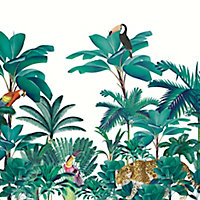 Papier peint panoramique Intissé GoodHome Tektite vert 350 x 280 cm