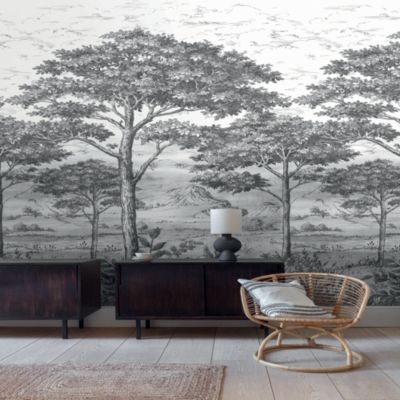 Papier peint panoramique Intissé GoodHome Turcoaz noir et blanc 280 x 159 cm