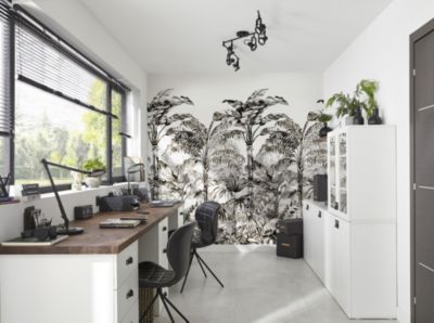 Papier peint panoramique Intissé GoodHome Turman noir et blanc 280 x 159 cm