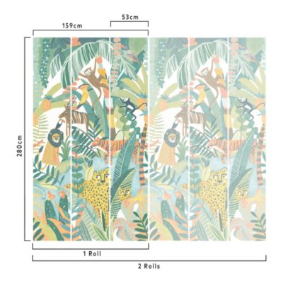 Papier peint panoramique intissé GoodHome Viridian jungle L.280 x l.159 cm