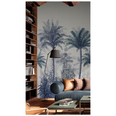 Papier peint panoramique intissé GoodHome Woad palmiers bleu L.280 x l.159 cm