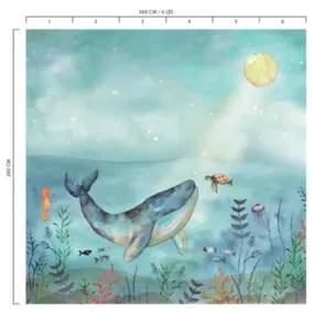 Papier peint panoramique intissé Lalala Lutece mat et satiné baleine, paysage marrin, océan, mer multicolore l.168 x l.50 cm