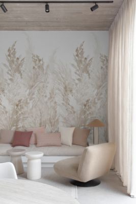 Papier peint panoramique intissé pampas beige, 3 lés, L.280 x l.159 cm Grandeco