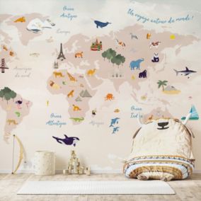 Papier Peint Panoramique Monde Beige - 99DECO - L336xH270cm