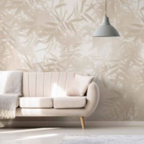 Papier peint panoramique Ombres bambous Beige 375x250cm
