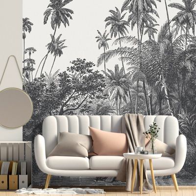 Papier Peint Panoramique Paysage Jungle Noir - 99DECO - L240xH270cm