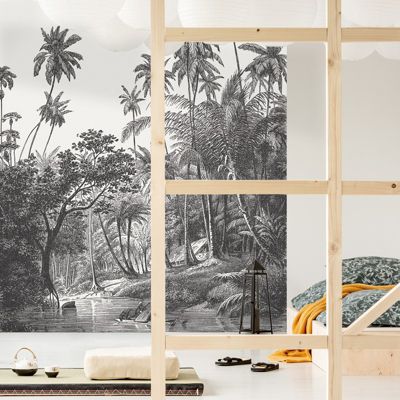 Papier Peint Panoramique Paysage Jungle Noir - 99DECO - L240xH270cm