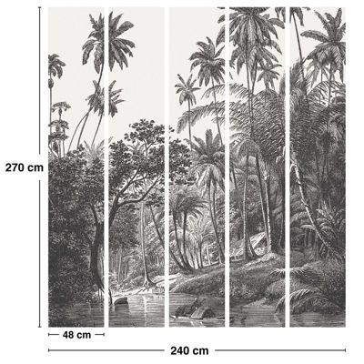 Papier Peint Panoramique Paysage Jungle Noir - 99DECO - L240xH270cm