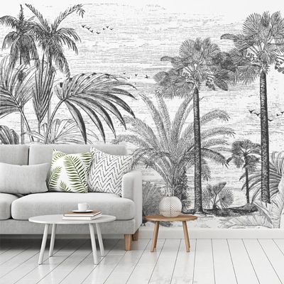 Papier Peint Panoramique Paysage Jungle Noir - 99DECO - L336xH270cm