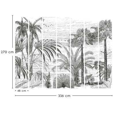 Papier Peint Panoramique Paysage Jungle Noir - 99DECO - L336xH270cm