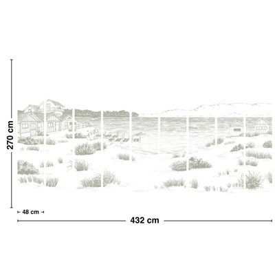 Papier Peint Panoramique Paysage Plage et bord de Mer Vert - 99DECO - L432xH270cm