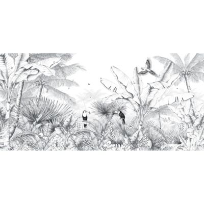 Papier peint panoramique Paysage Tropical Noir et blanc 150x250cm