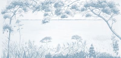 Papier peint panoramique Sur les bords du lac, Beige 150 x 250cm