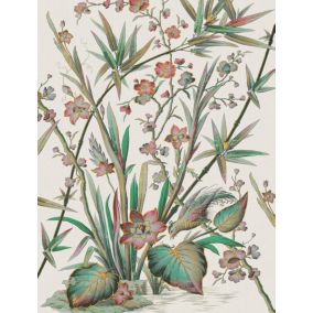 Papier peint panoramique vinyle intissé Villa Rosalie Lutece mat et satiné fleurs, feuilles multicolore l.1120 x l.53 cm