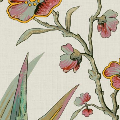 Papier peint panoramique vinyle intissé Villa Rosalie Lutece mat et satiné fleurs, feuilles multicolore l.1120 x l.53 cm