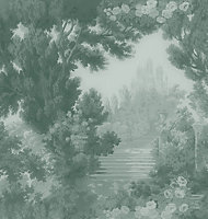 Papier peint panoramique vinyle intissé Villa Rosalie Lutece mat et satiné paysage, foret vert l.1400 x l.53 cm