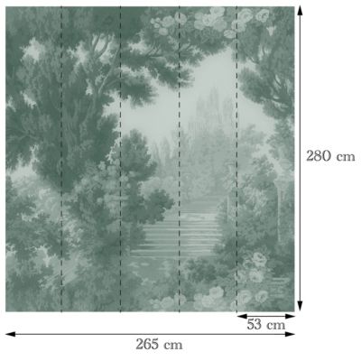 Papier peint panoramique vinyle intissé Villa Rosalie Lutece mat et satiné paysage, foret vert l.1400 x l.53 cm