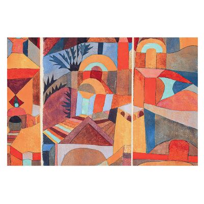 Papier Peint Panoramique Wallfluent 104x70 cm Mosaïque colorée Pour les passionnés de paysages de montagne et d'art
