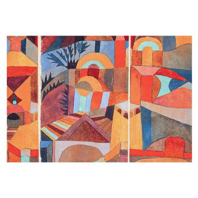 Papier Peint Panoramique Wallfluent 152x104 cm Mosaïque colorée Pour les passionnés de paysages de montagne et d'art