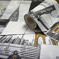 Papier peint papier duplex Festuca noir et blanc